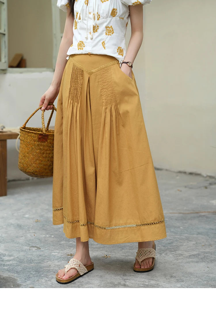 MISHOW Fashion High Waist Skirts for Woman 2025 Summer New Ladies Casual Pocket Bottom Spliced Hollow Out Lace Skirts MXE35B0724