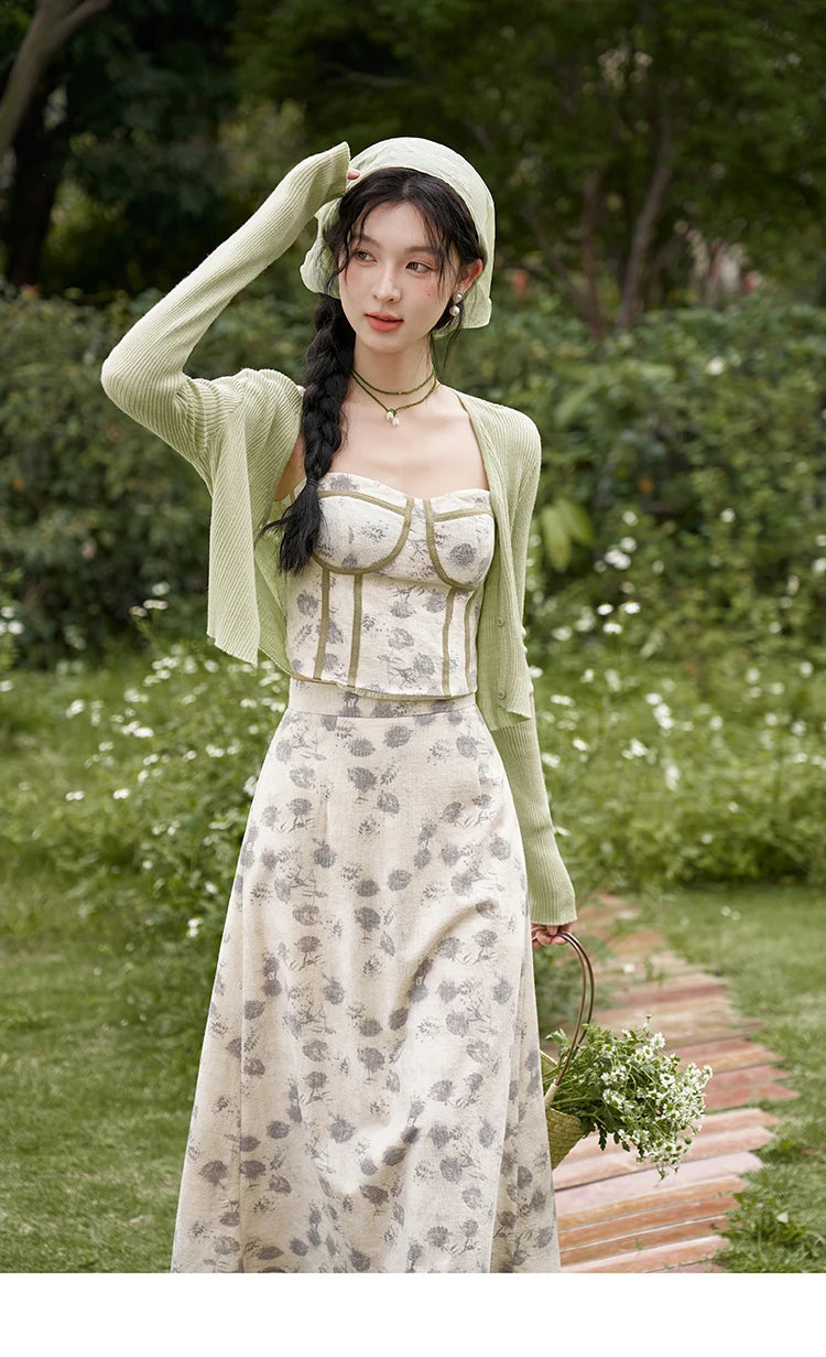 MISHOW Floral Camisole Skirt Separately Summer Adjustable Shoulder Straps Sleeveless Top Back Elastic Waist Skirts MXD14D0026