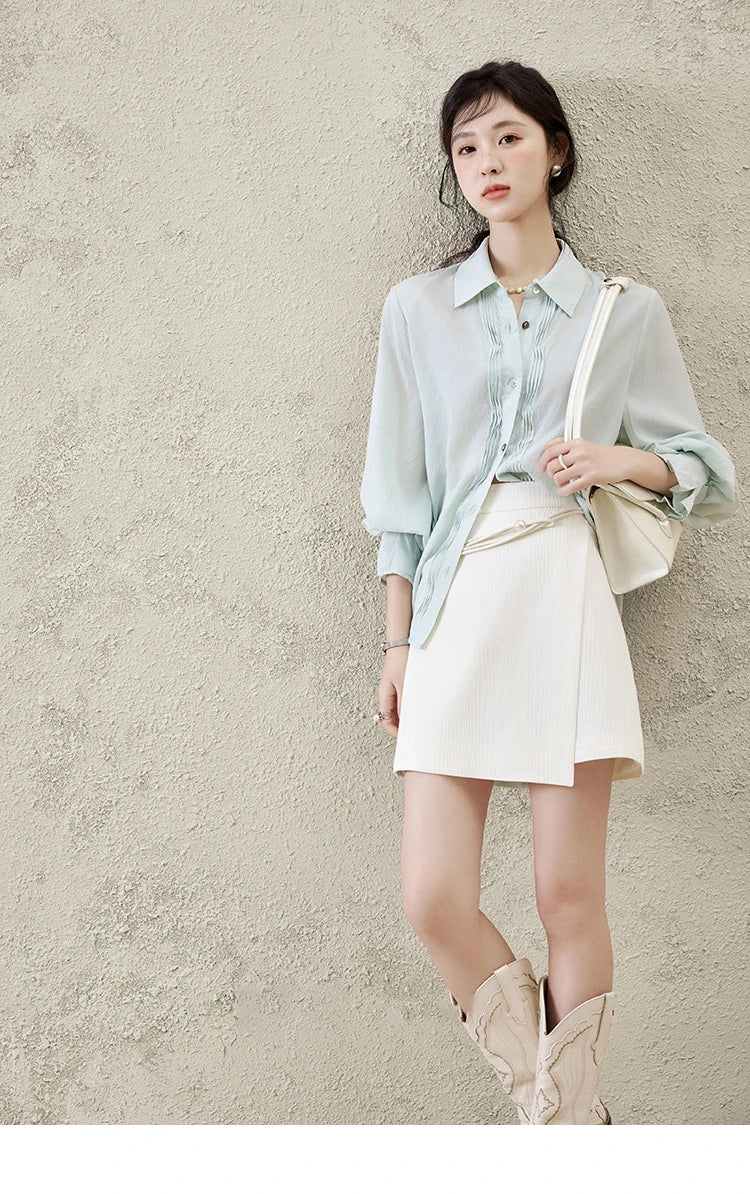 MISHOW Short Skirt Women 2025 Spring Summer Solid A-line High Waist Slim Skirts Female New Fashion Versatile Clothing MXE12B0655