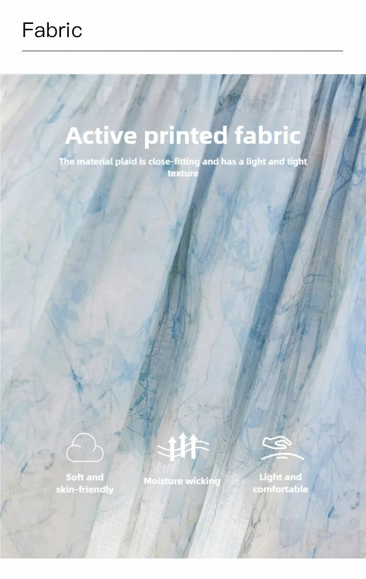 MISHOW Printed Blue Blending Chiffon Vacation Dress Spring 2025 Drawstring Waist Long Dress Lantern Sleeve Dresses MXE16L2114