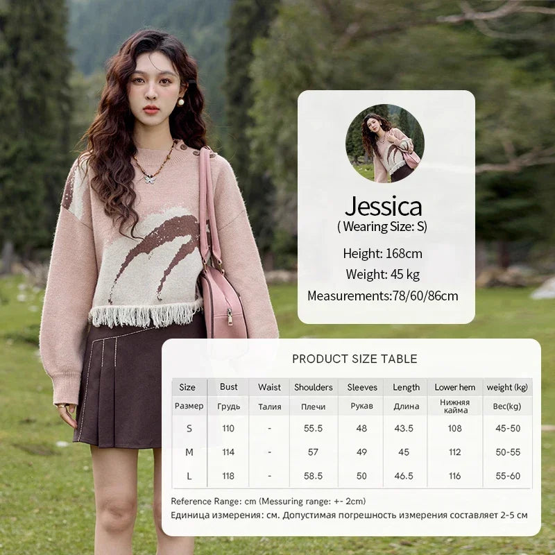 MISHOW Tassel Knitted Sweater Women Fashion Half High Neck Pullover Sweater 2024 Autumn Winter Premium Casual Top MXD43Z0680