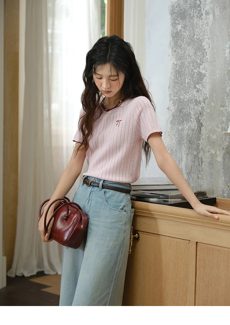 Mishow Flower Embroidery High Waist Wide Leg Jeans MXE37K0991