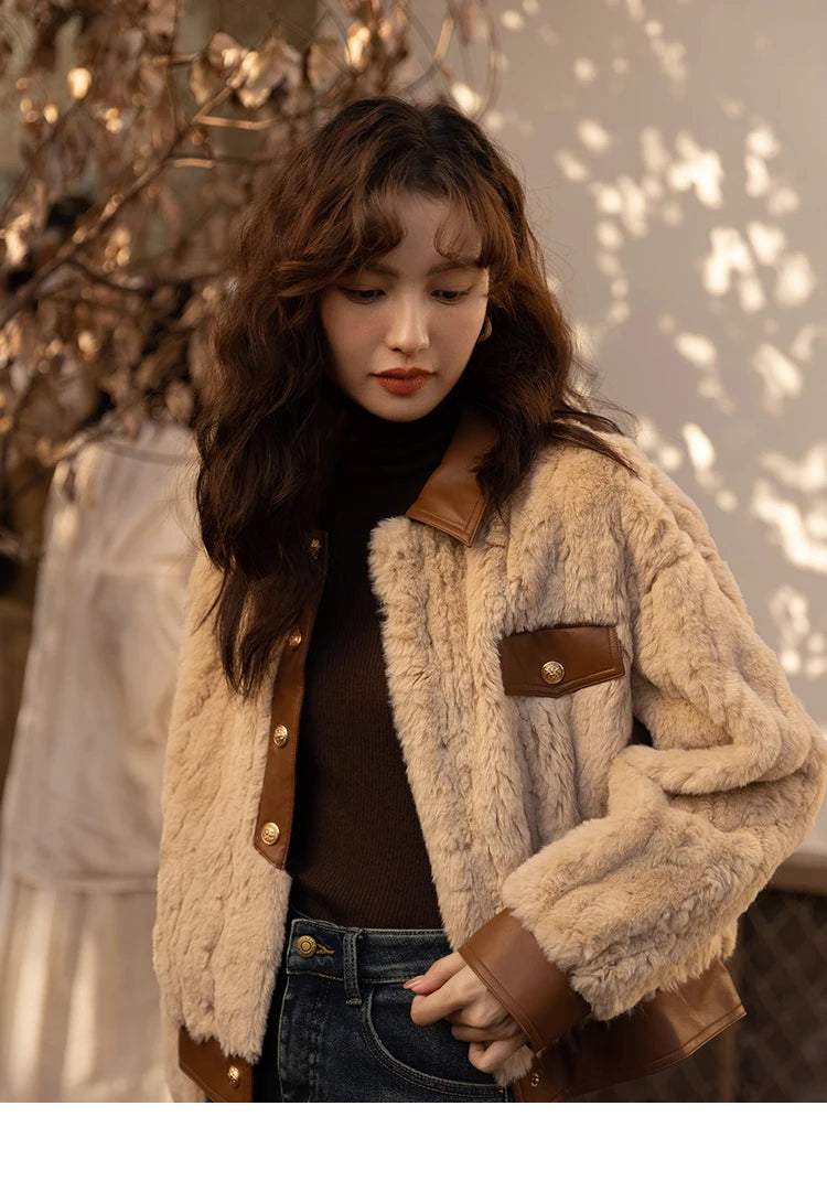 MISHOW Women's Lamb Wool Coat 2022 Winter Single Breasted Leather Turn-down Collar Thickened Warm Outwear Office Lady MXB43W0490