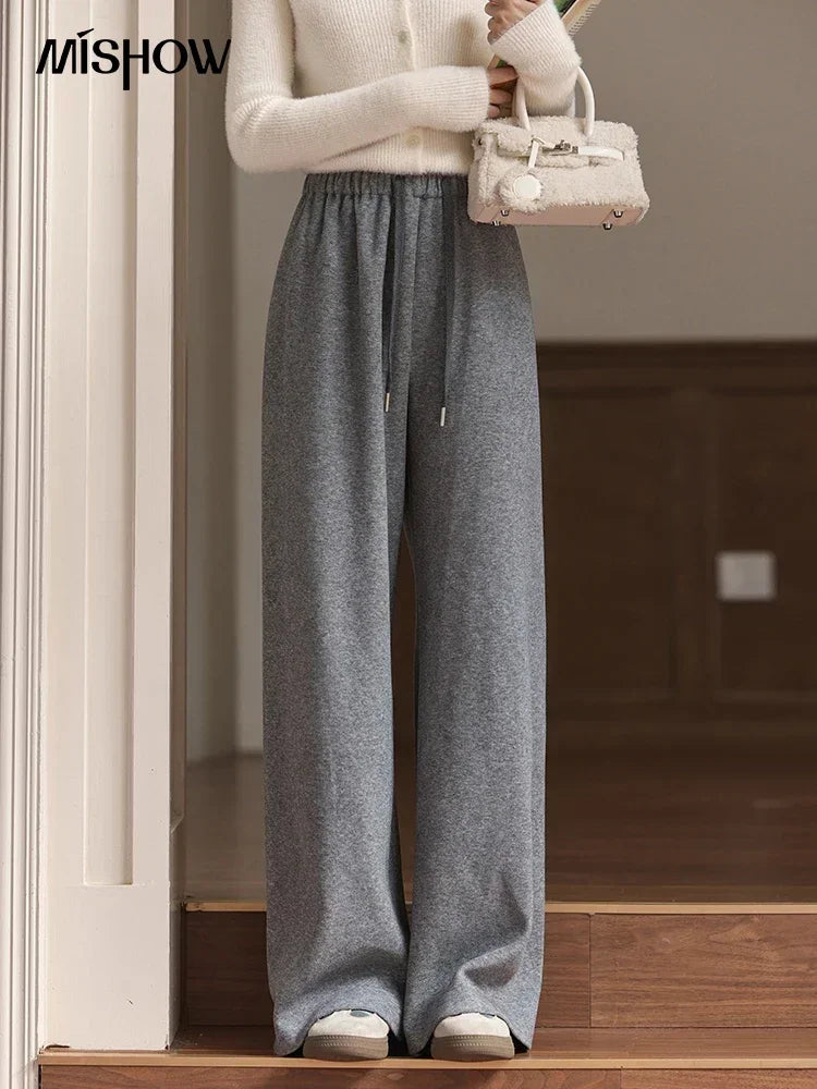 MISHOW Wide Legged Pants Women's Casual Versatile Long Pants 2025 Fall Winter New Korean High-waist Thin Pants MXD34K0824