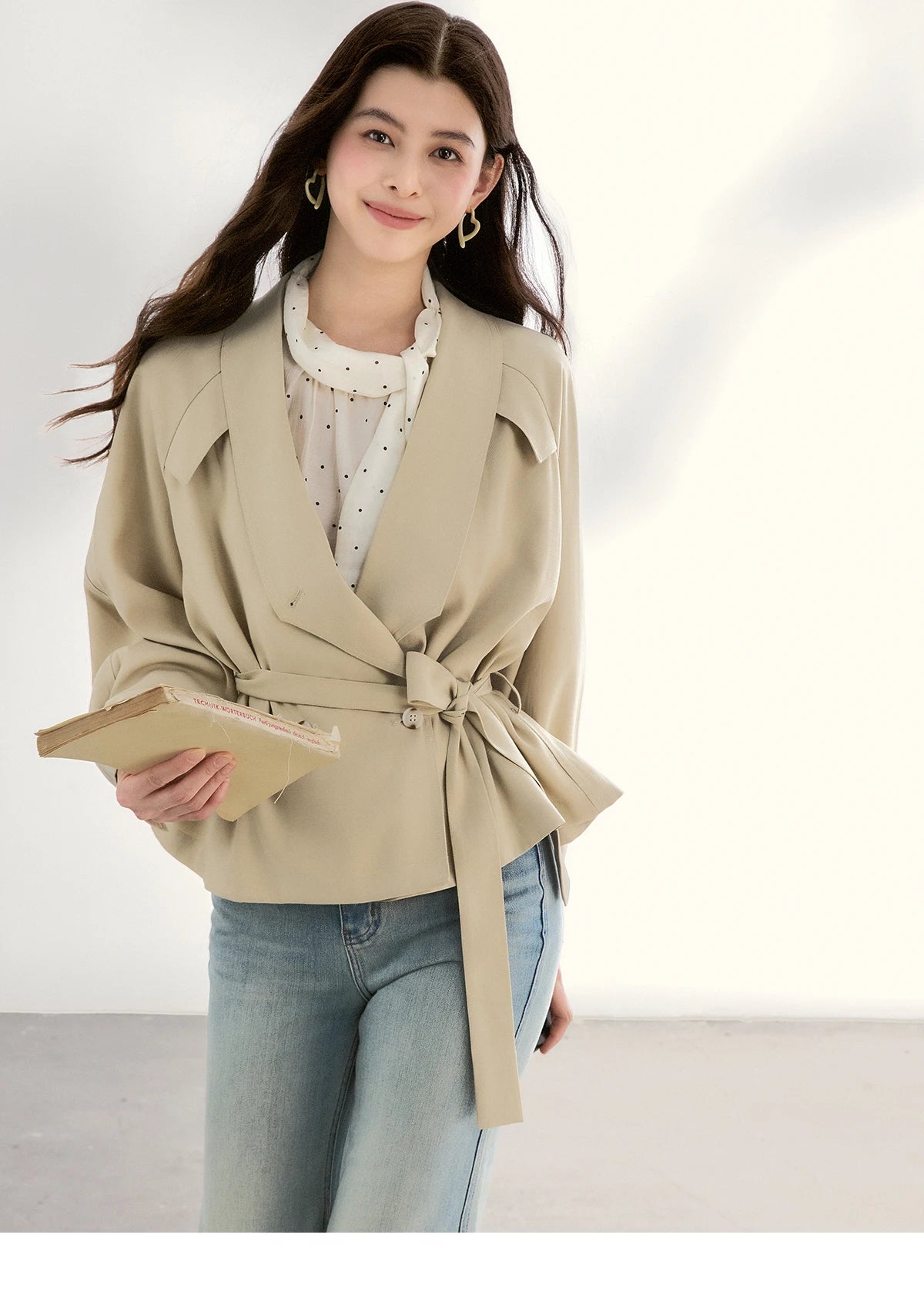 MISHOW Women's White Polka Dot Blouse Spring Bow Tie Neck Sheer Chiffon Blouses Casual Long Sleeve Top Office Lady MXF13X2531