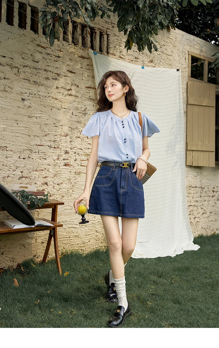 MISHOW High Waisted Denim Skirts for Women 2024 Summer New Fashion Simple Versatile Female Korean Style Chic Skirt MXD23B0366