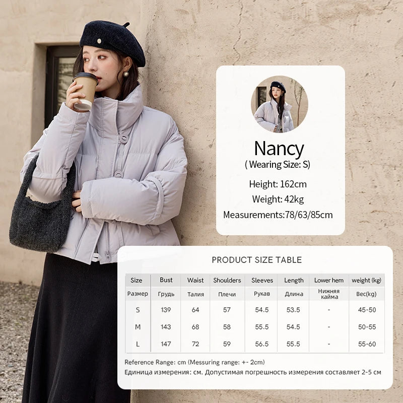 MISHOW Minimalist Down Jacket Women Zipper Short Jacket 2024 Fall Winter Loose Korean Version White Duck Down Jacket MXD42Y0047