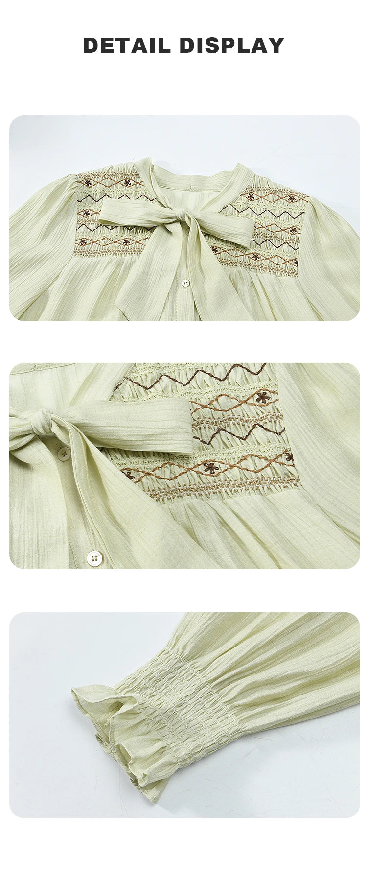 MISHOW Ribbon Collar Shirt for Women Autumn 2025 Sweet Cuffs Pleated Embroidered Petal Sleeve Loose Top Office Lady MXD14C0226