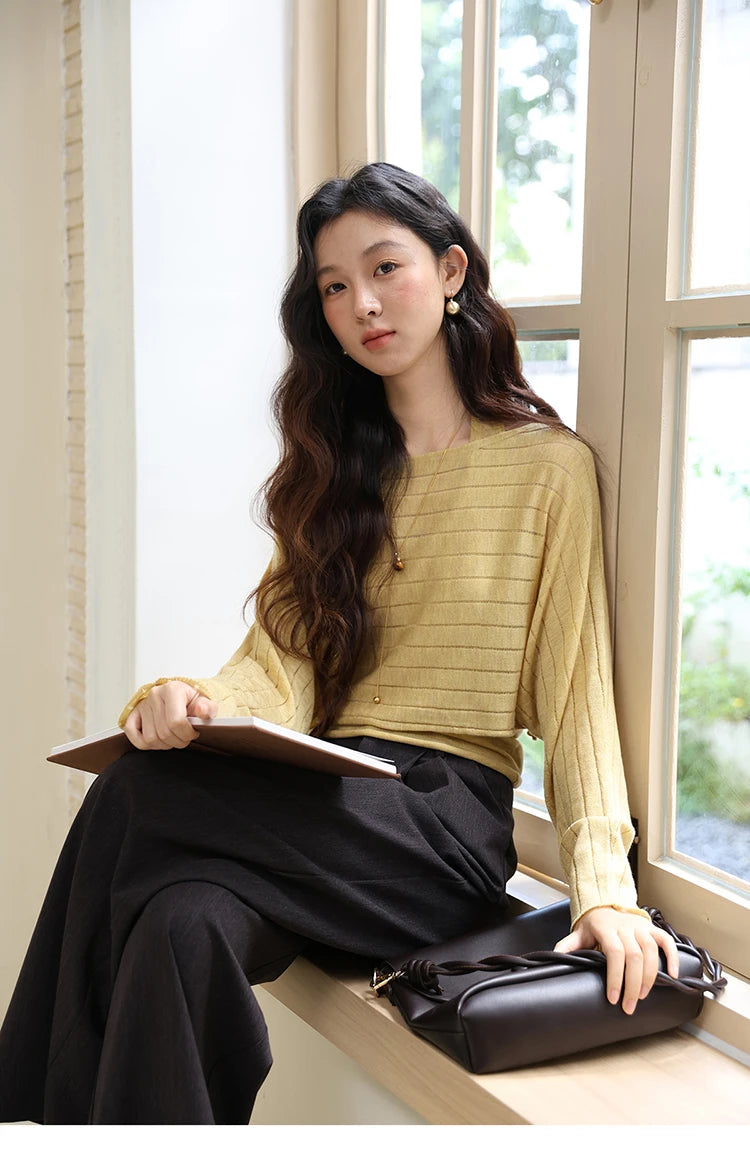 MISHOW Striped Short Hanging Neck Top Two-piece Set 2025 Autumn Wool Blend Knitted Sweater Casual Fashion Top Sets MXE46T1399