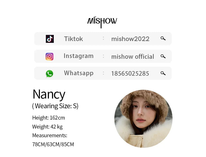 MISHOW Short Lightweight Puffer for Women 2025 Fashion Loose Long-sleeved Down Jacket Detachable Fur Collar Warm Coat MXE87Y0084