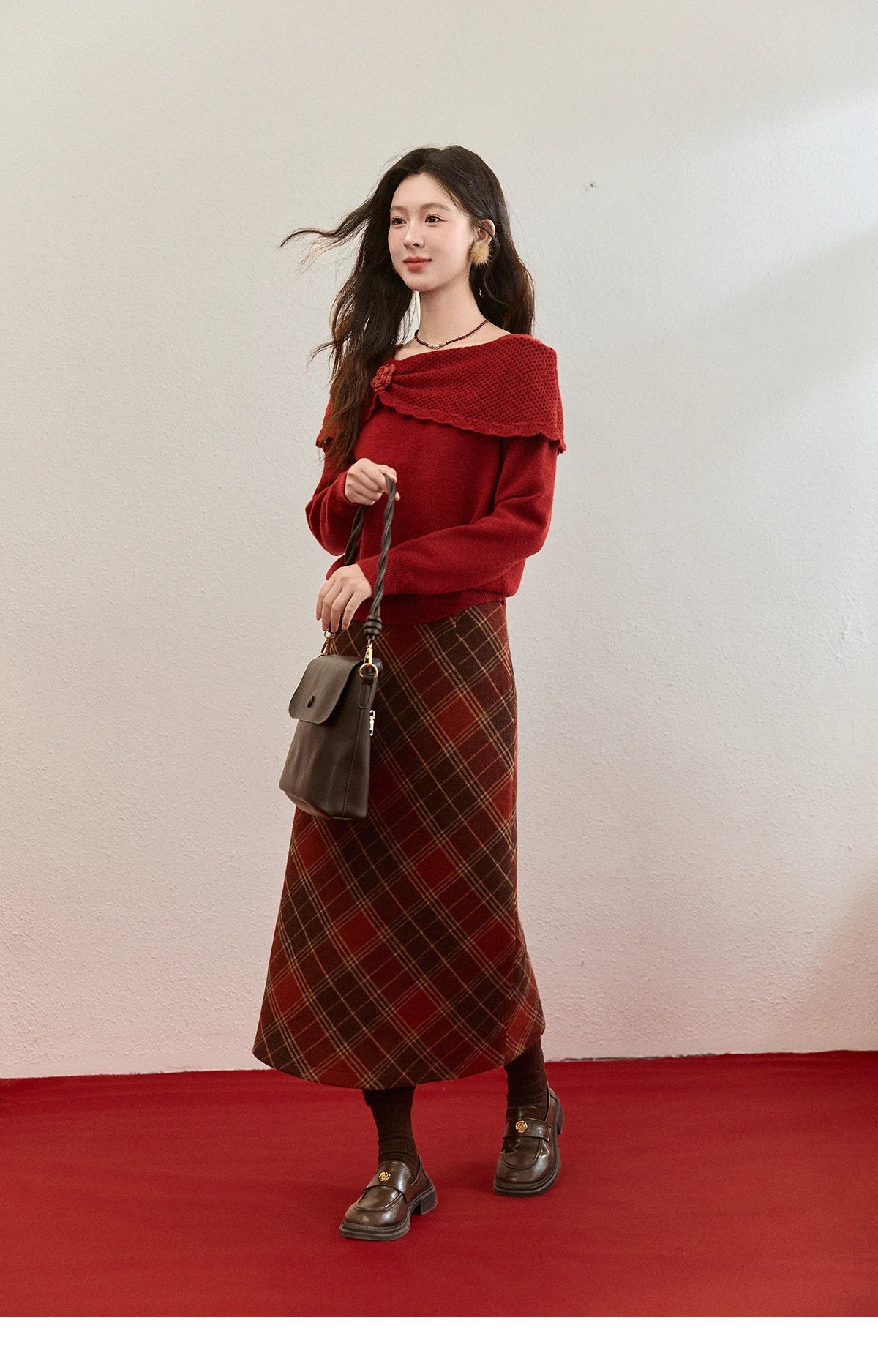 MISHOW New Year Christmas Women's Red Sweater 2025 Autumn Winter Soft Elegant Sweaters 3D Flower Alpaca Knitted Tops MXE94Z2889