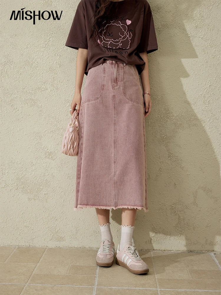 MISHOW Casual Spring Summer Skirt Women New 2025 Solid High Waist Slim Denim Skirts Female Fashion Straight Clothing MXD44B0506