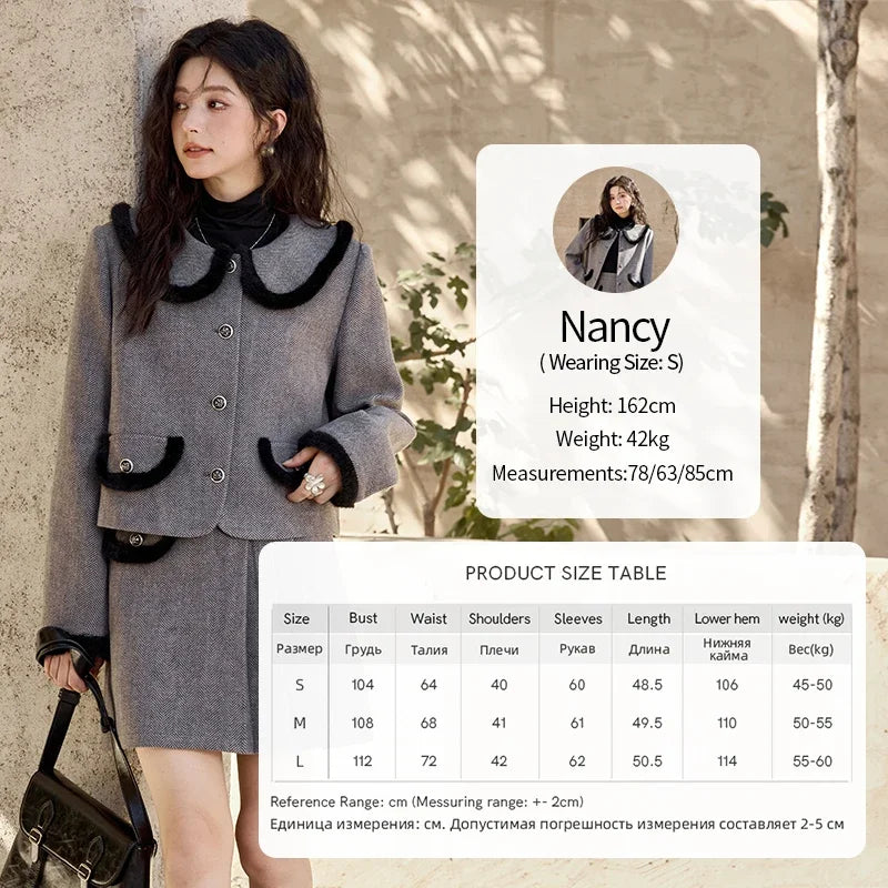 MISHOW Plaid Tweed Jacket Short Skirt Separately Women 2024 Winter Fashion Korean Collar Jacket Half Pleated Skirt MXD43W0442