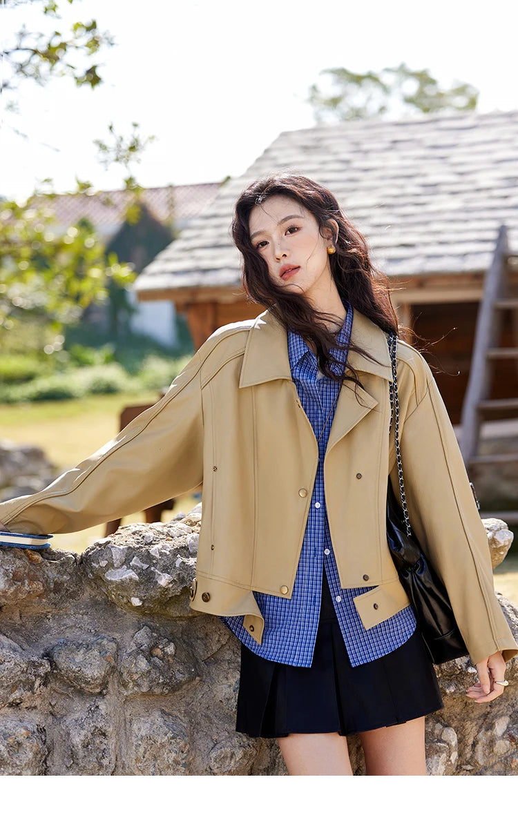 MISHOW Fashion Retro Blue Checkered Shirt Women's Autumn New Loose Casual Lapel Cotton Shirts Long Sleeves Tops Women MXE11C0398