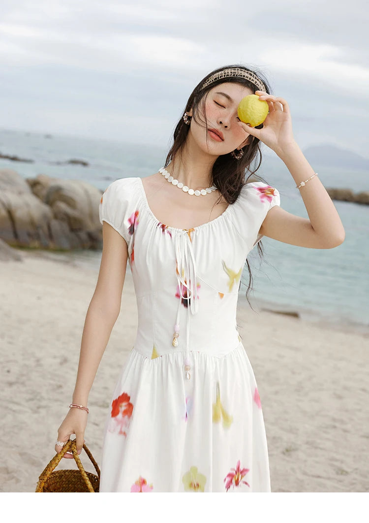 MISHOW Korean Cotton Print Drawstring Dress MXE32L2212