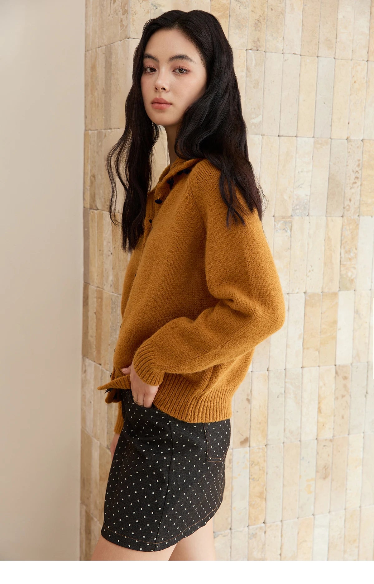 MISHOW Women's Turtleneck Sweater 2025 Retro Long-sleeved Single-breasted Loose Knit Top Casual Winter Woman Cardigan MXE48Z2617