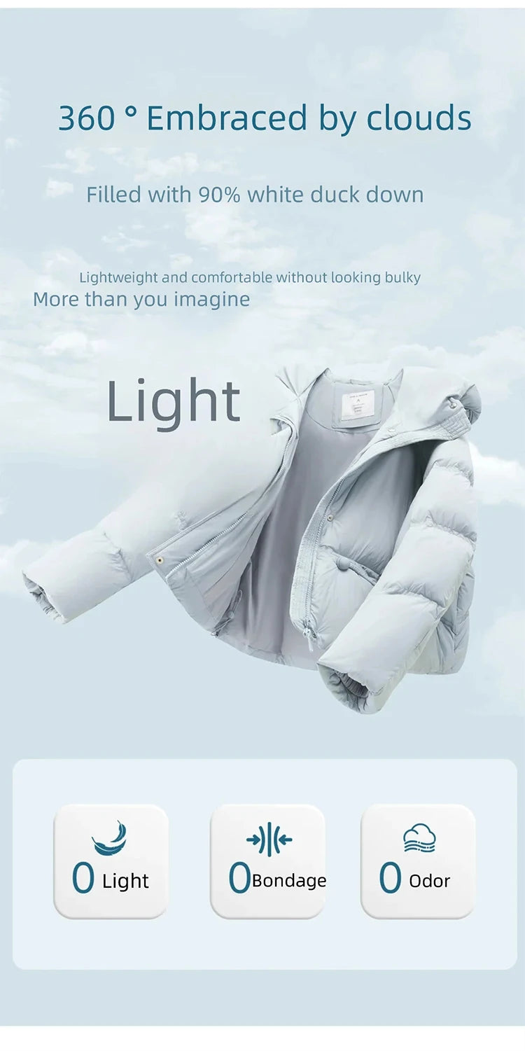 MISHOW Blue Down Coat Women 2025 Winter Fashion Elegant 90% White Duck Down Short Lightweight Puffer Jacket Warm MXE51Y0081