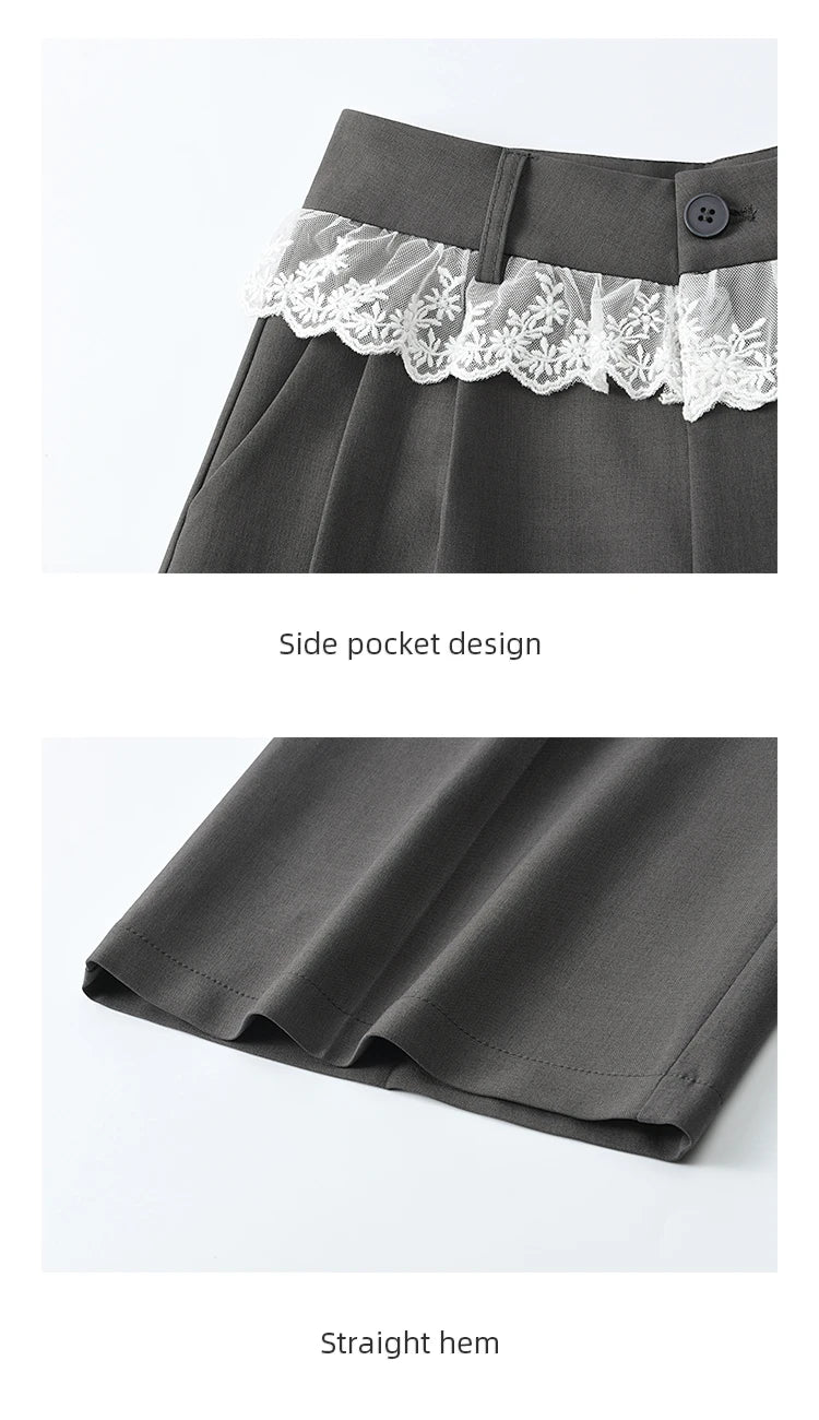 MISHOW Gray Suitable Pant Women 2025 Summer High Waist Retro Long Wide Leg Pants Woman Fashion Office Lady Trousers MXE32K0921