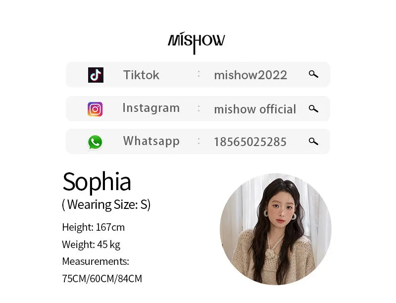 MISHOW Apricot Knitted Halter Two-Piece Set Women's 2025 Autumn Winter Retro Flower Decoration Commute Cardigan Set MXE51T1424