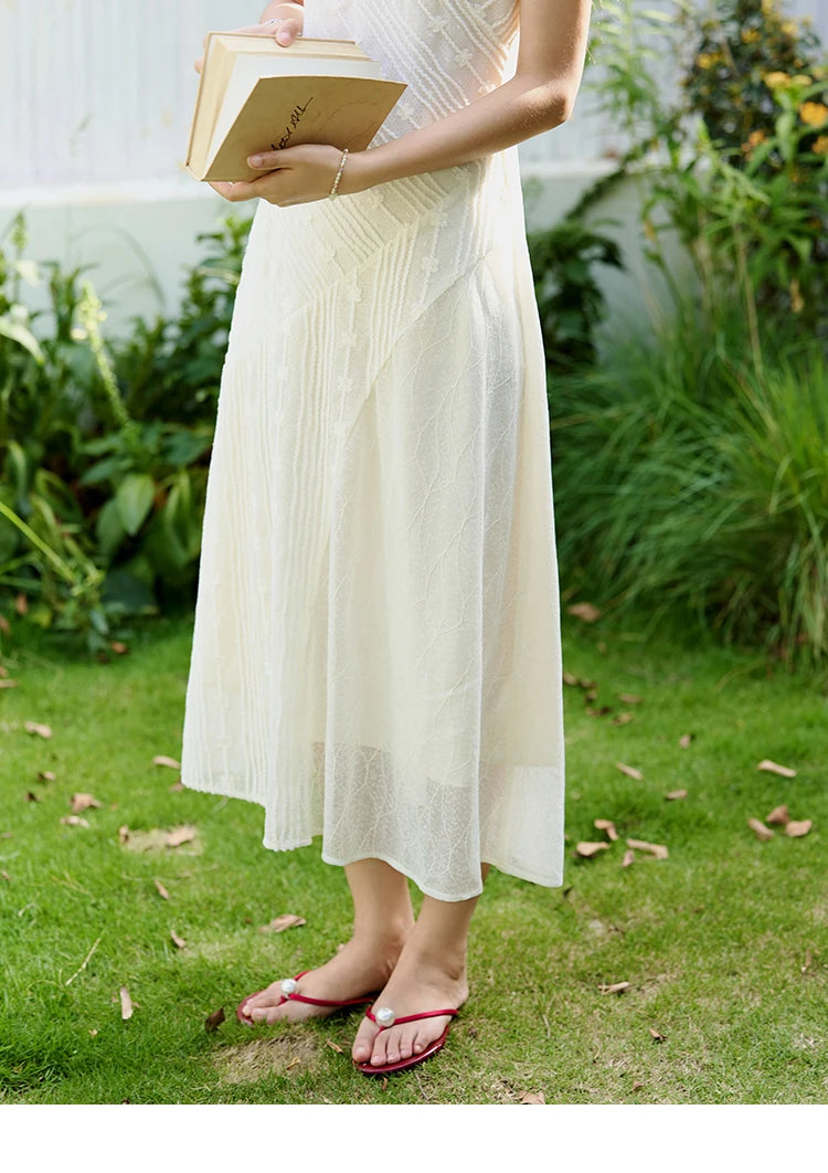 MISHOW Asymmetric Lace Fishtail Dress 2025 Summer Flower Embroidery Sleeveless Elegant Dress Round Neck Long Dresses MXE35L2301