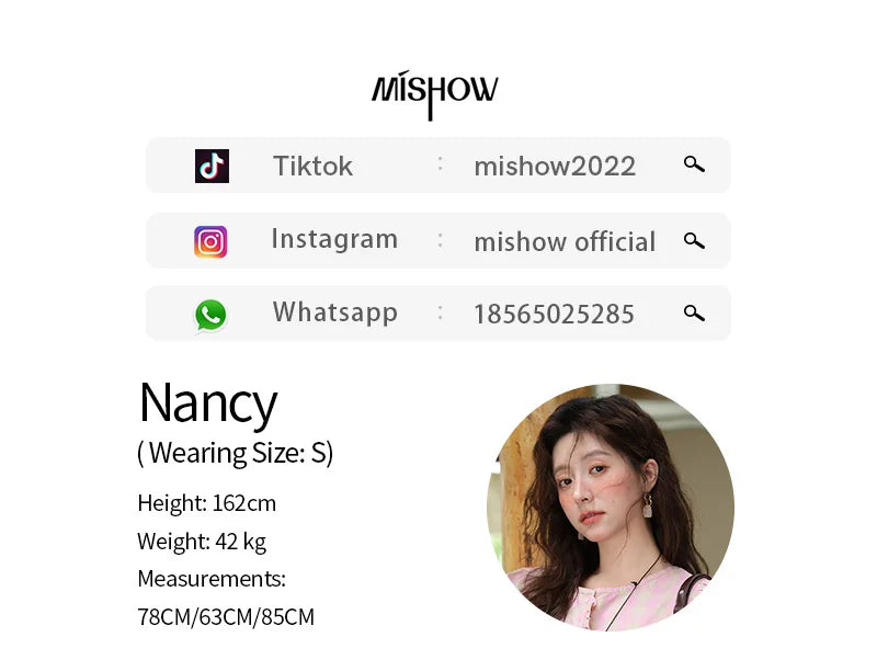 MISHOW Women's Puff Sleeve Plaid Button Shirt 2025 Summer New Fashion O-Neck Wood Ear Casual Shirt Cotton Pink Top MXE39X1932