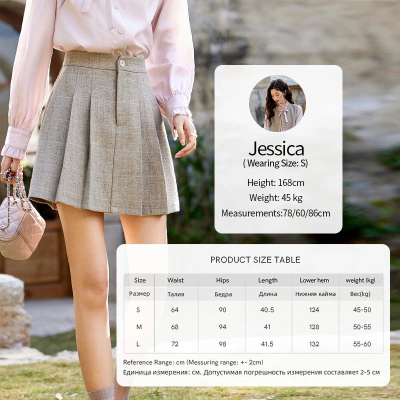 MISHOW Korean Woolen Texture Vest Short Skirt Separately Spring Outfit V-neck Vest Coats Slim A-line Pleated Skirts MXE13W0708