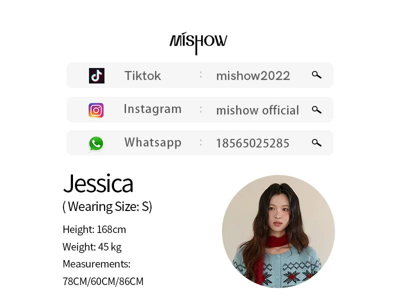 MISHOW Women's Geometric Jacquard Fair Isle Sweater 2025 Winter Retro Blue O-Neck Single-breasted Commuter Cardigan MXE86Z2734