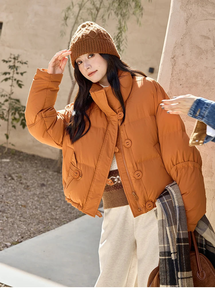 MISHOW Minimalist Down Jacket Women Zipper Short Jacket 2024 Fall Winter Loose Korean Version White Duck Down Jacket MXD42Y0047