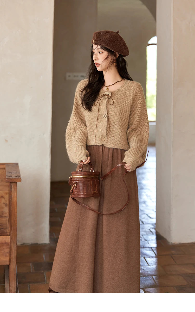 Mishow Vintage Knitted Cardigan & Strap Dress Set MXD36L2059