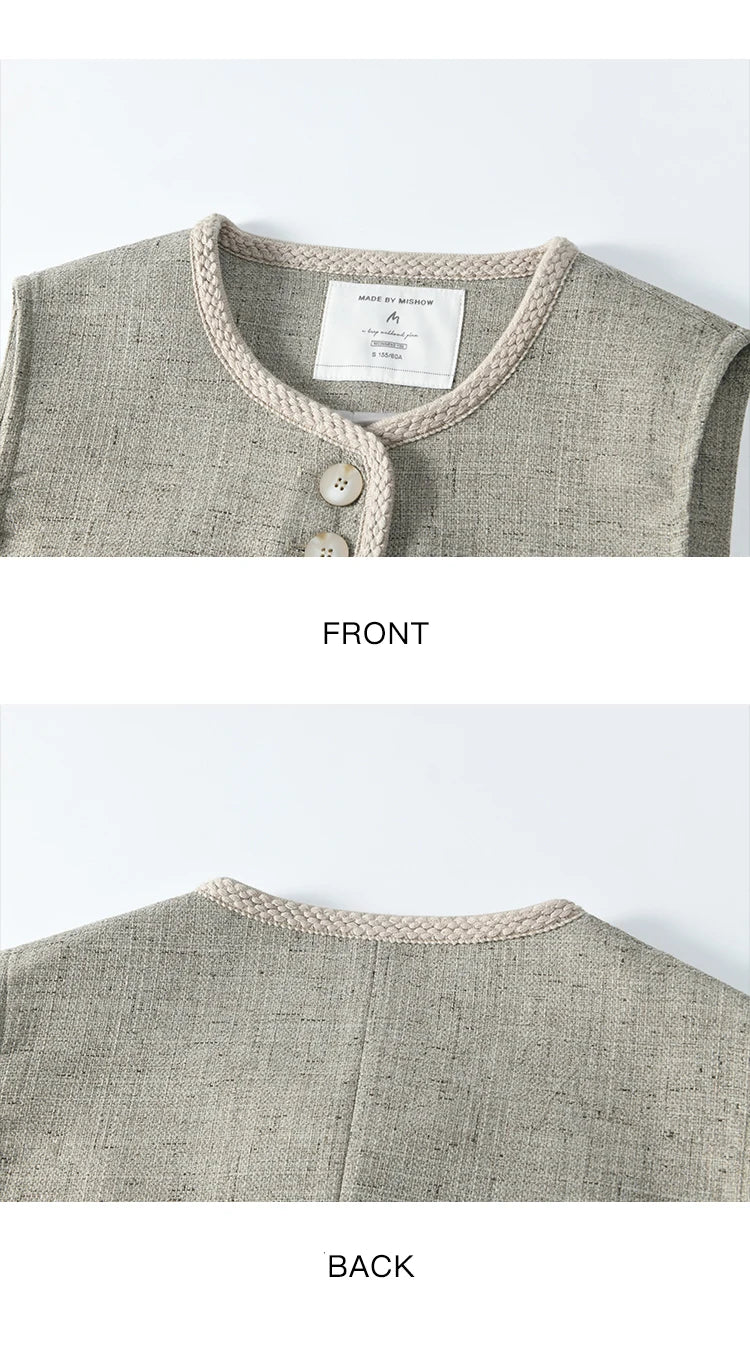 MISHOW Korean Woolen Texture Vest Short Skirt Separately Spring Outfit V-neck Vest Coats Slim A-line Pleated Skirts MXE13W0708