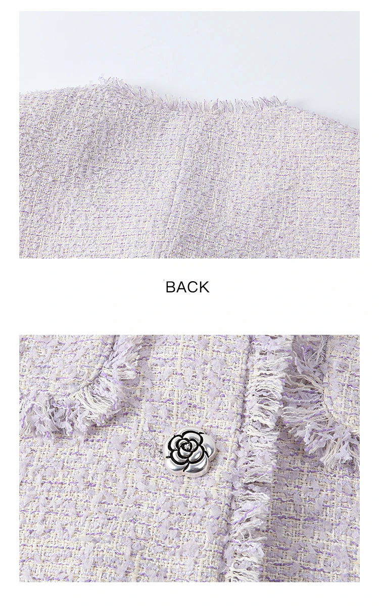 MISHOW Tassel Fragrant Coat for Women 2025 Spring Rose Buckle Weave Short Coats Elegant Square Neck Straight Coats MXE13W0733