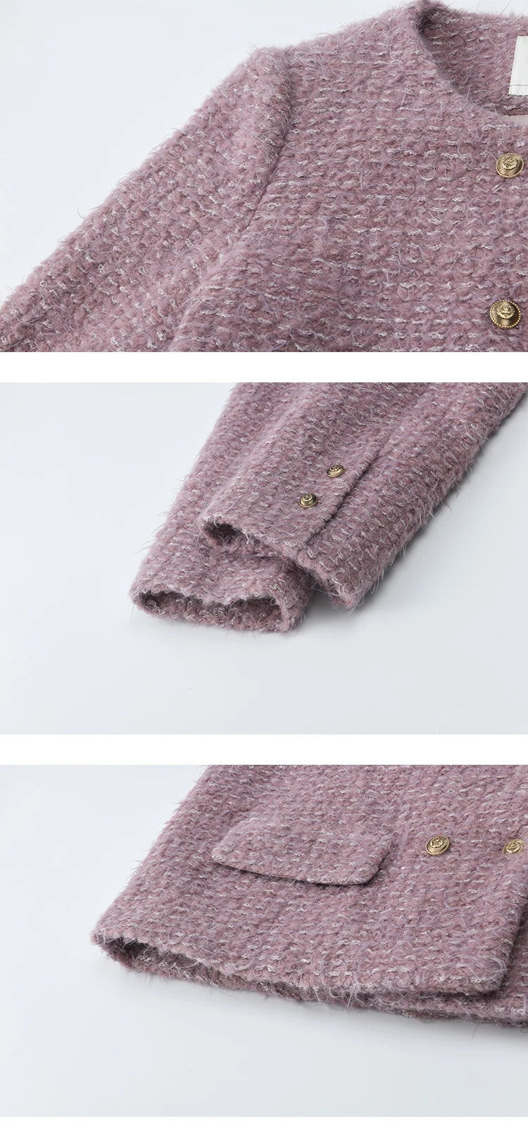 MISHOW Wool Coat Woman 2025 Purple Luxury O-neck Double-breasted Tweed Coat Commute Short Jacket Winter Clothes MXE88W0881