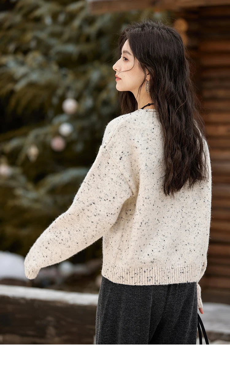 MISHOW Wool Blend Yarn Knitted Sweater Flower Color Dots Design 2024 Winter Women O-Neck Pullovers Lazy Sweaters MXD56Z1066