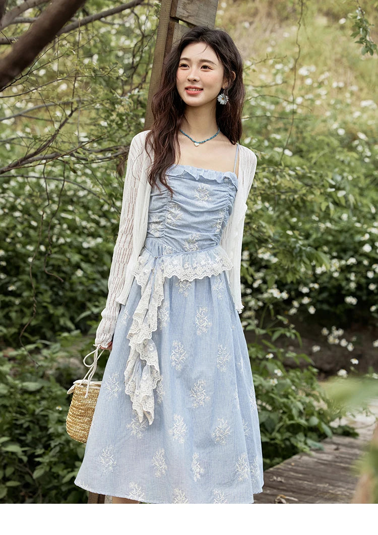 Mishow Print Embroidery Sleeveless Camisole Dress MXE31L2201