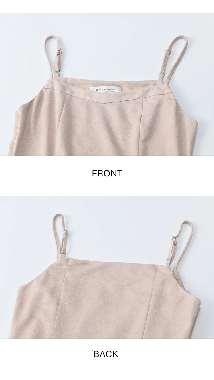 MISHOW Knitted cardigan camisole Dress Two-piece Set Autumn Frosted Velvet Retro Top Contrasting Design Dress Sets MXE47T1382