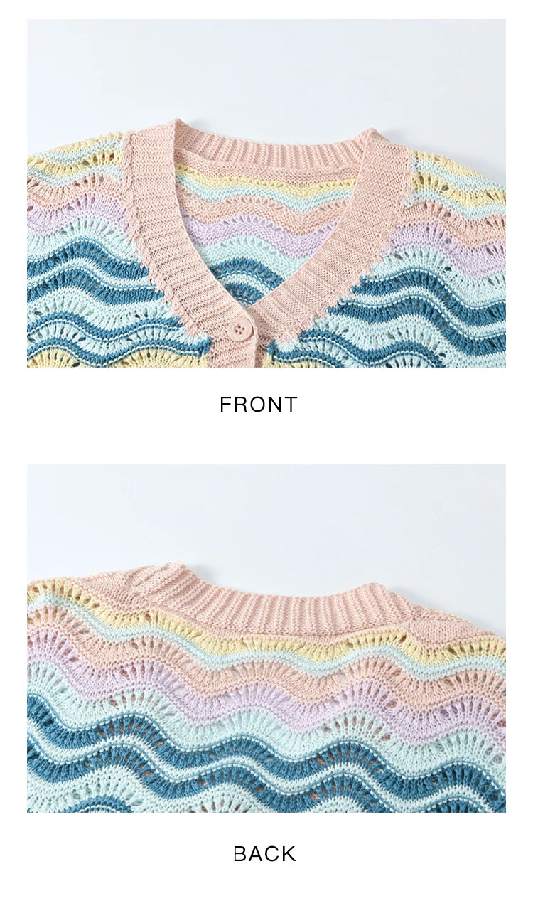 MISHOW Color Stripe Knitted Cardigan Women 2025 Spring V-neck Long Sleeve Loose Cardigans Woman Fashion Office Lady MXE16Z1203