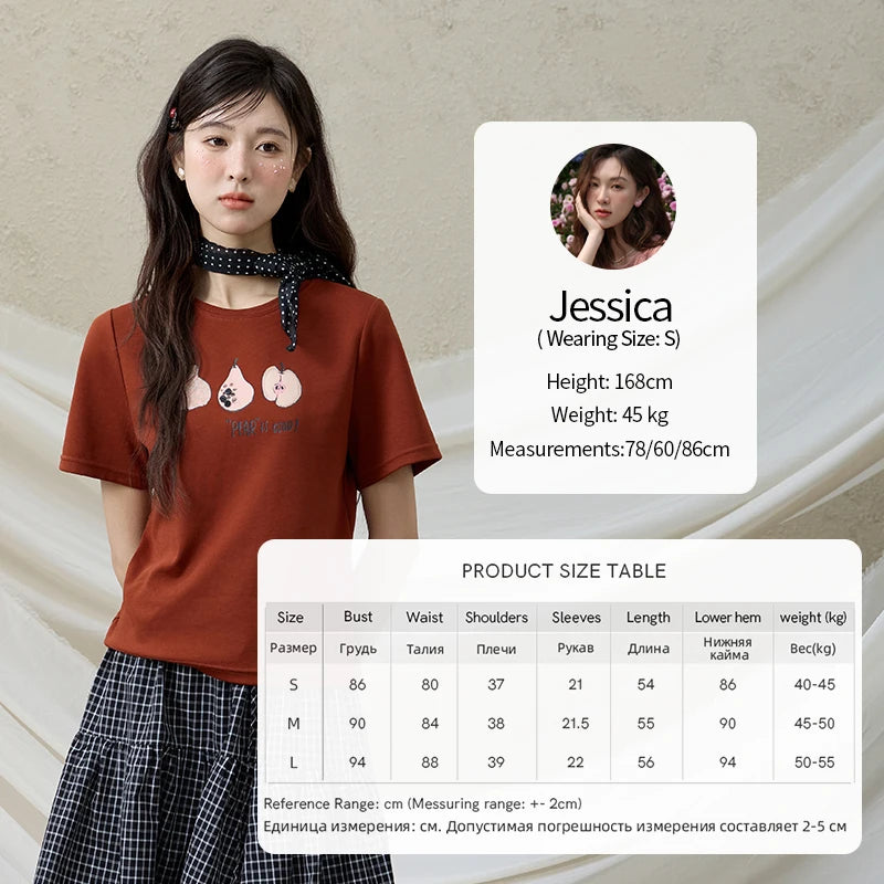 MISHOW Summer Print Casual T-shirt Women New 2025 Short Sleeve Round Neck Slim Shirts Female Fashion Office Lady Tops MXE33T0500