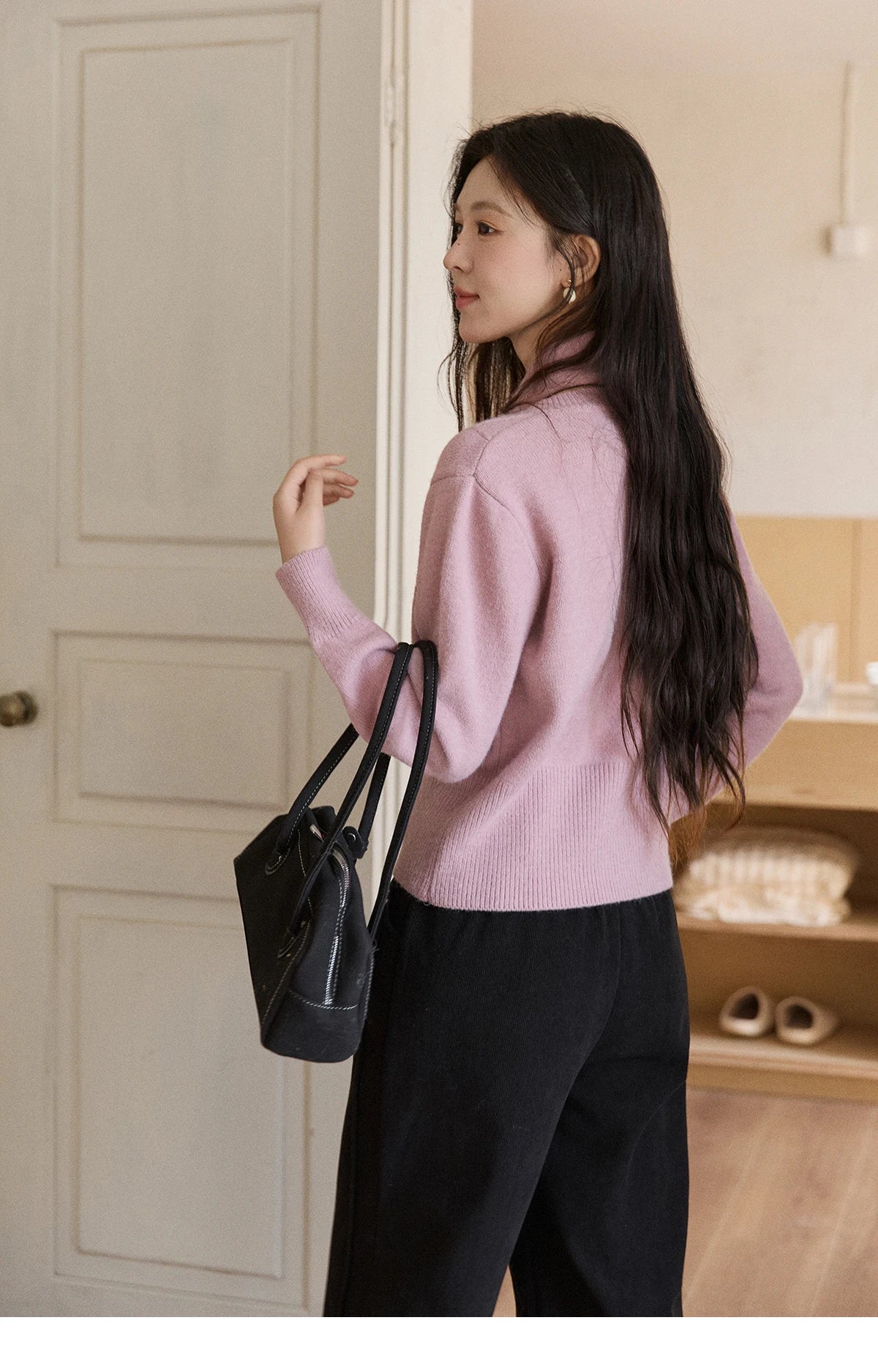 MISHOW Detachable Scarf Sweater for Women 2025 Autumn Winter Taro Purple Casual Warm Tops Soft Thick Knitted Sweater MXE91Z2825