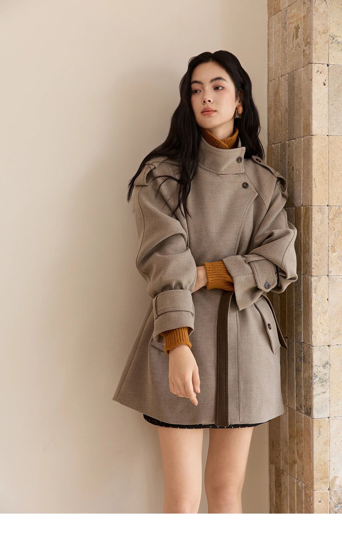 MISHOW Women's Turtleneck Sweater 2025 Retro Long-sleeved Single-breasted Loose Knit Top Casual Winter Woman Cardigan MXE48Z2617