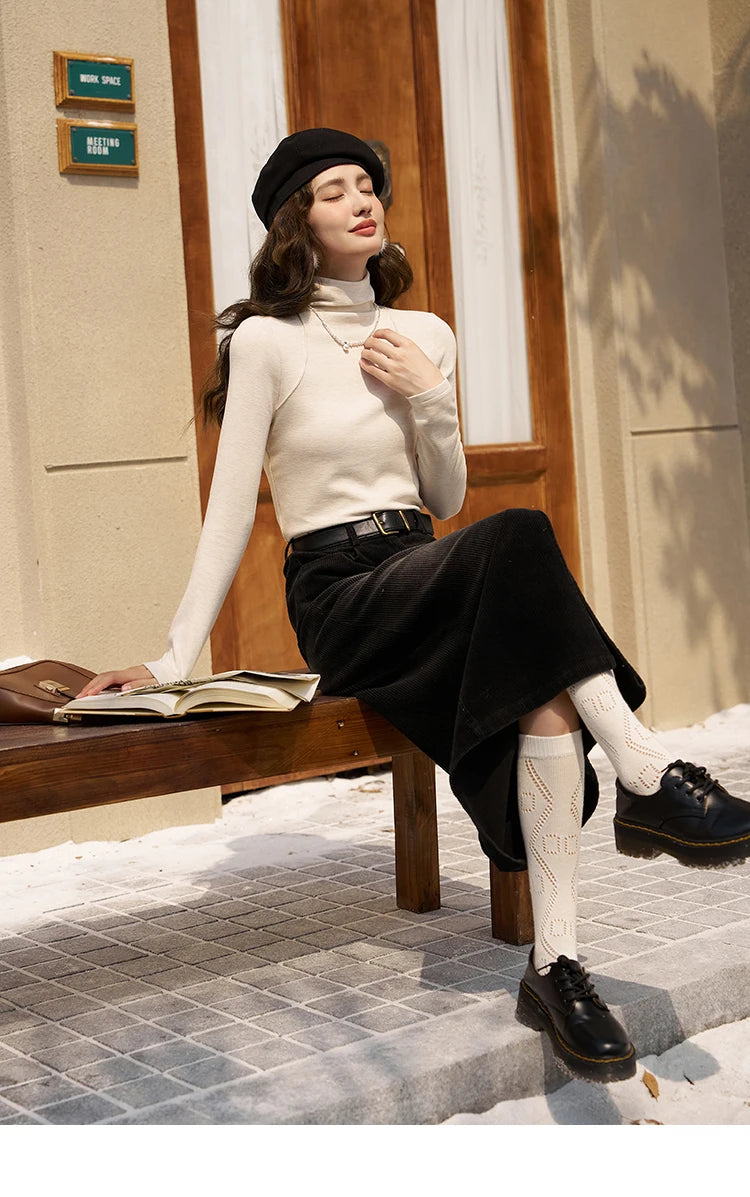 MISHOW Mock Neck Bottoming Shirt Long Sleeve Inner Tops for Women 2023 Autumn Winter New Fashion Warm Slim T-shirt MXC58Z0290