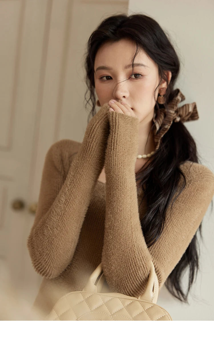 MISHOW Lamb Wool Short Jacket Women Ox Horn Button 2024 Fall Winter New Fashion Warm Loose Splicing Suede Top MXD36W0504