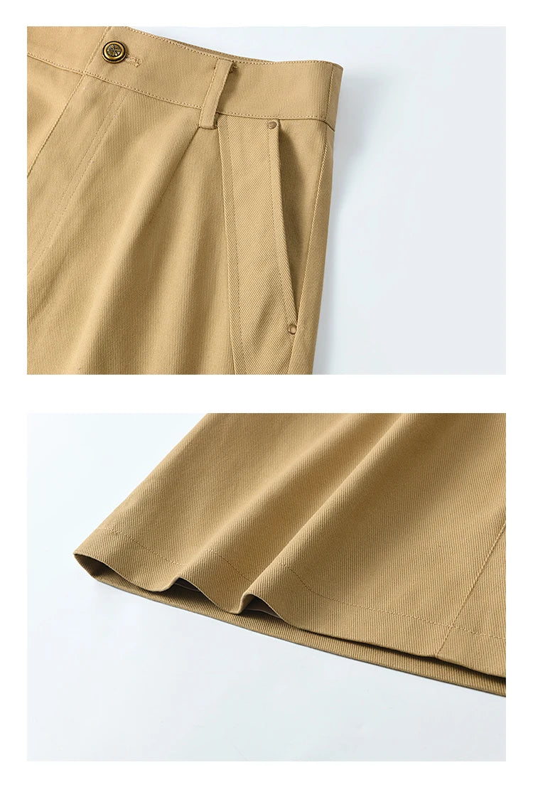 MISHOW Khaki Skirt for Women Spring 2025 Symmetrical Diagonal Insert Pocket Skirts High Waist Slim A-line Short Skirt MXE13B0694