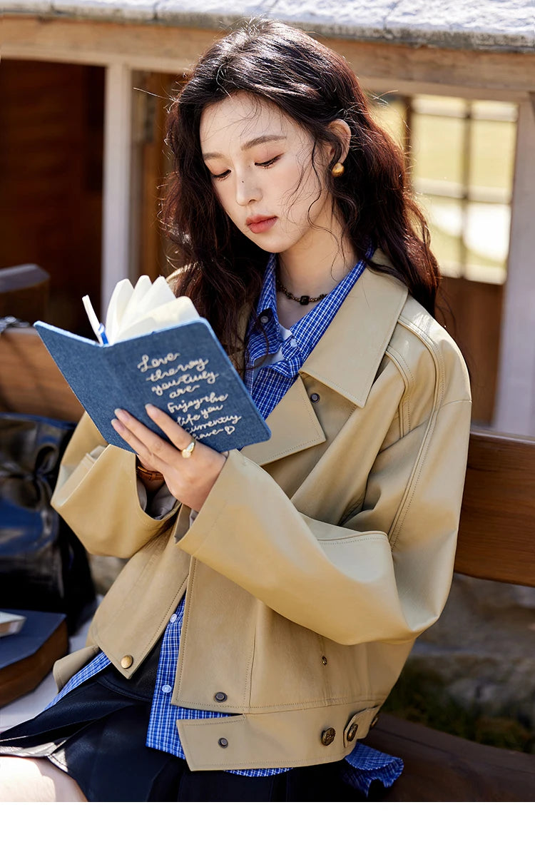 MISHOW Fashion Retro Blue Checkered Shirt Women's Autumn New Loose Casual Lapel Cotton Shirts Long Sleeves Tops Women MXE11C0398