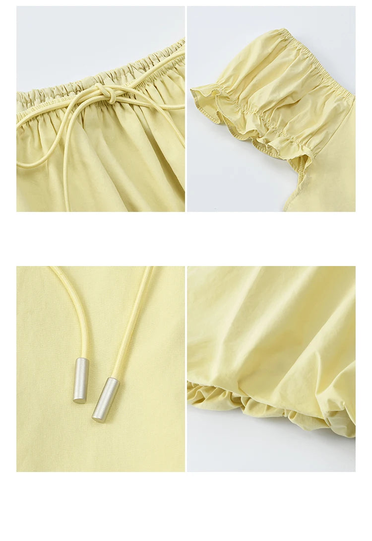 MISHOW 100% Cotton Blouse for Women 2025 Summer New Fashion Puff Sleeve Casual Commute Lace Up Top Ladies Clothing MXE37X1893