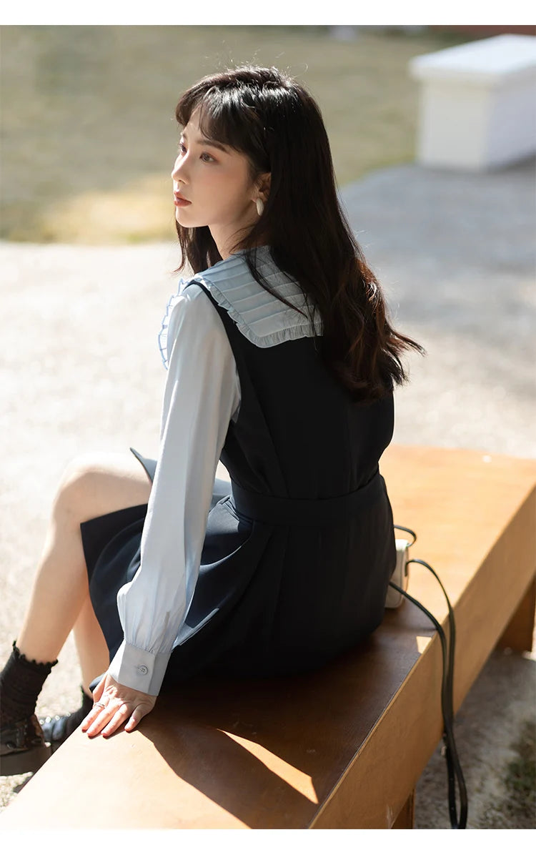 MISHOW Spring Vest Dress Korean Doll Collar Shirt Long Sleeve Elegant Shirt Female Clothing Separately Office Lady MXB12C0199