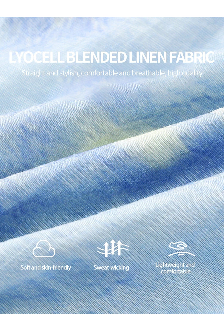 MISHOW Blue Double-layer Ruffled Linen V-neck Blouse for Women Summer 2025 Slim Flying Sleeve Breathable Lace-up Tops MXE33X1819