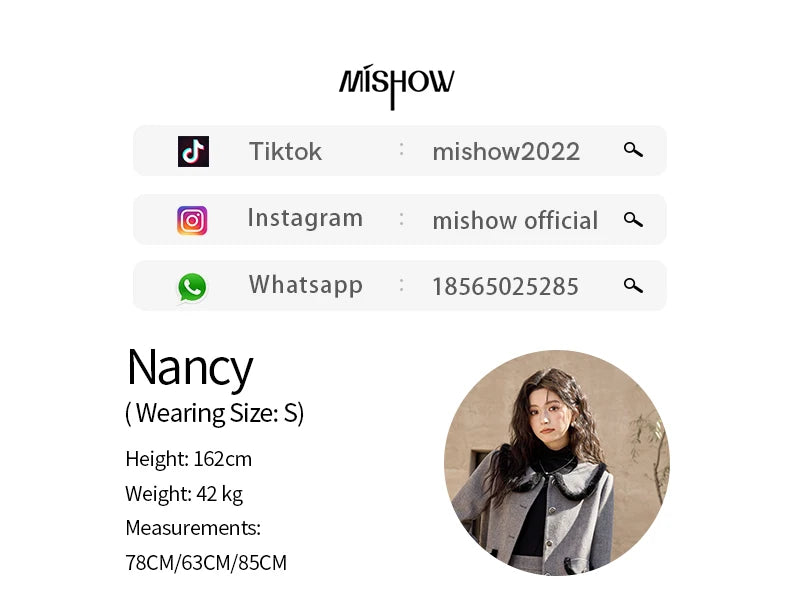 MISHOW Plaid Tweed Jacket Short Skirt Separately Women 2024 Winter Fashion Korean Collar Jacket Half Pleated Skirt MXD43W0442