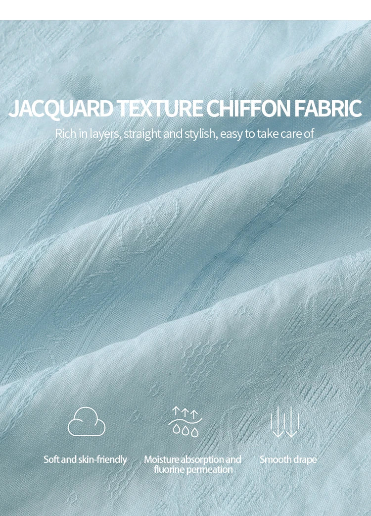 MISHOW Blue Jacquard Texture Blouses 2025 Autumn Black Fungus Edged Stand Collar Blouse Bubble Sleeves Commuting Top MXE41X1934