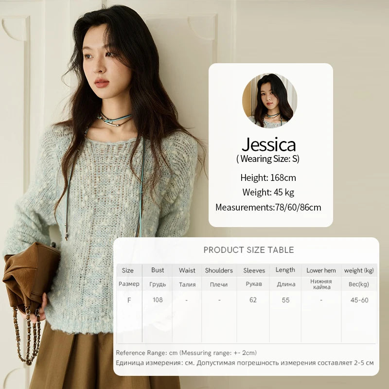 MISHOW Scoop Neck Loose Sweater 2025 Autumn Raglan Sleeve Casual Knitted Top Hollow-out Wool Blend Soft Warm Sweaters MXE46Z2565