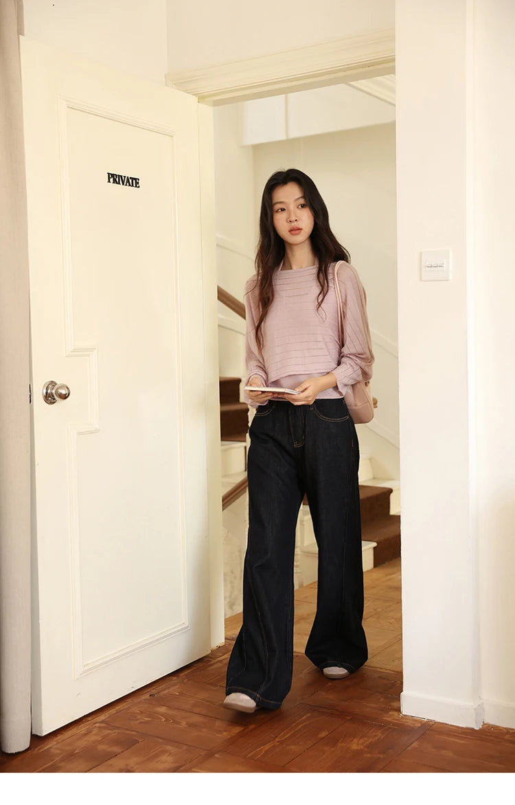 MISHOW Striped Short Hanging Neck Top Two-piece Set 2025 Autumn Wool Blend Knitted Sweater Casual Fashion Top Sets MXE46T1399